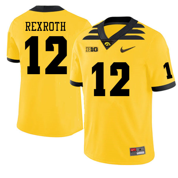 Men #12 Jaxon Rexroth Iowa Hawkeyes College Football Jerseys Sale-Gold